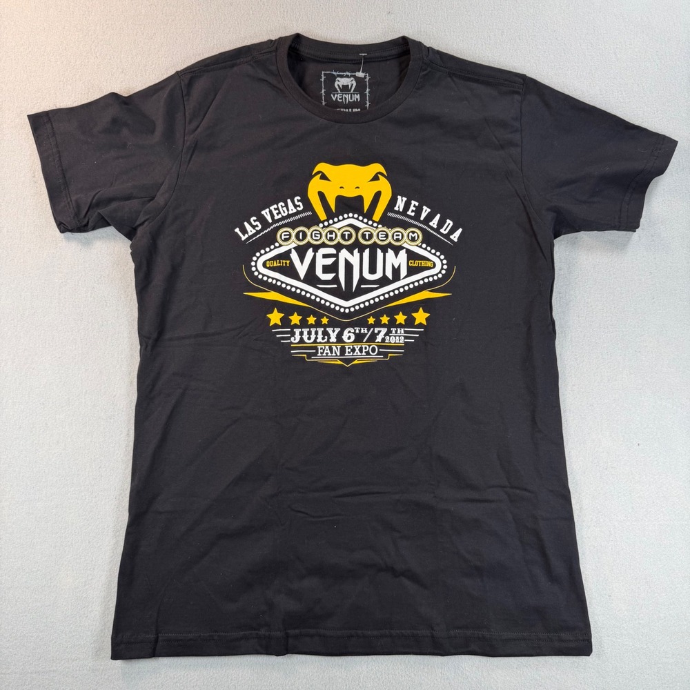 Venum Fight Team Las Vegas Nevada Fan Expo 2012 T-Shirt Mens Medium Black MMA